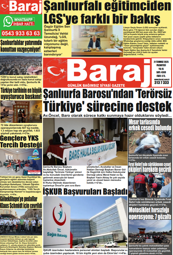 21.07.2025 Baraj Gazetesi