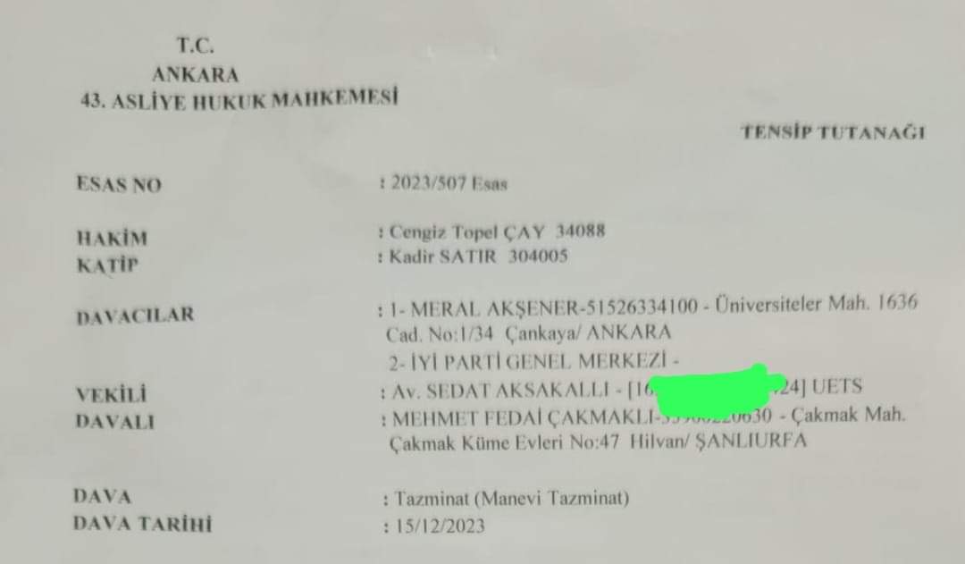 Akşener partisinde ki eski isme dava açtı