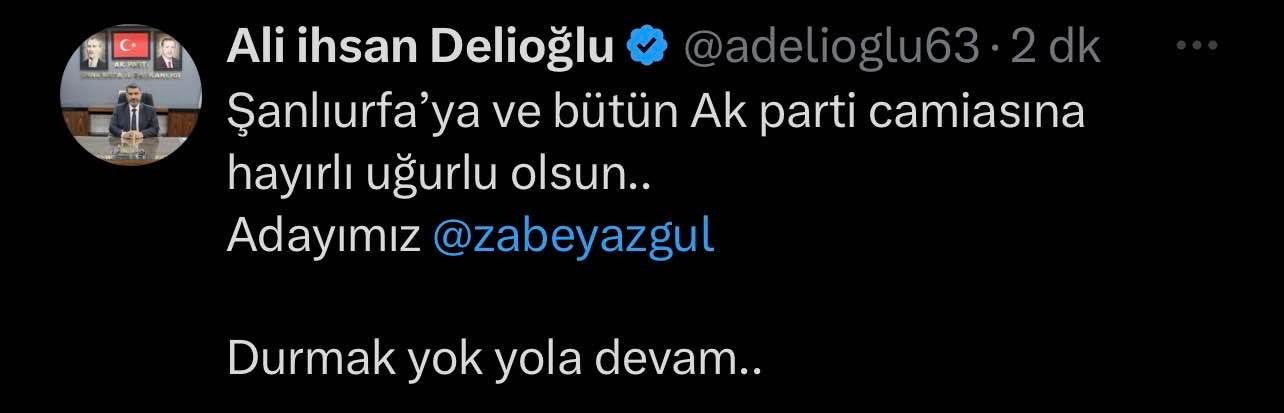 Ak Parti’nin Urfa’dan Büyükşehir adayı belli oldu