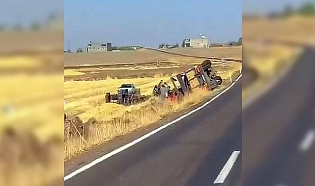 Urfa'da kamyon devrildi