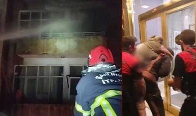 Baygın kadını alevlerin arasından böyle kurtardılar