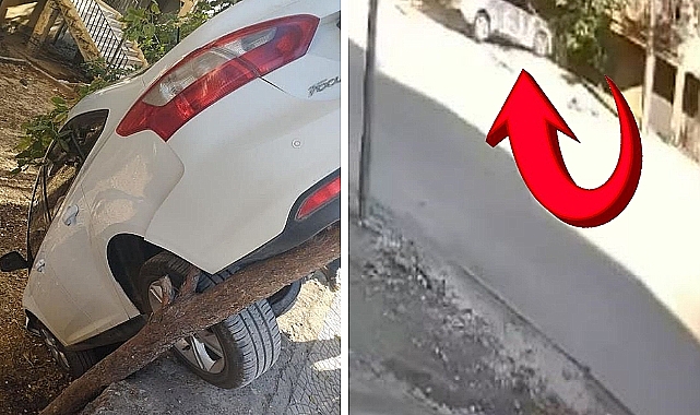 El freni çekmeyi unuttu! 2 metrelik boşluğa çakıldı