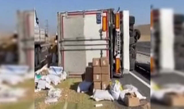 Urfa'da TIR devrildi: Yaralılar var