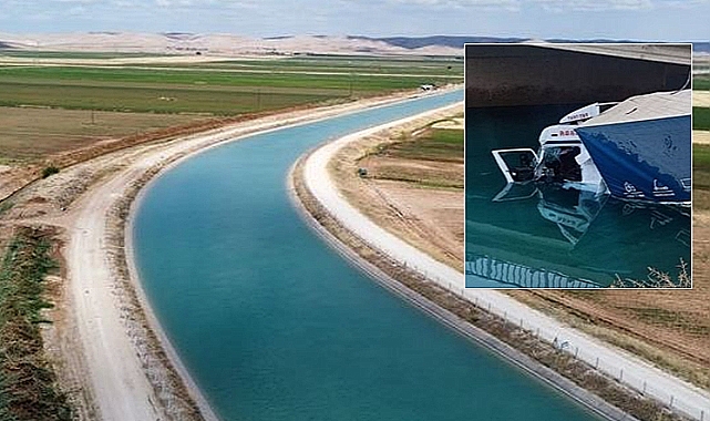 Urfa'da TIR, sulama kanalına uçtu
