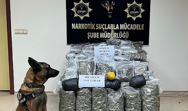 Durdurulan minibüste 69 kilo uyuşturucu madde ele geçirildi