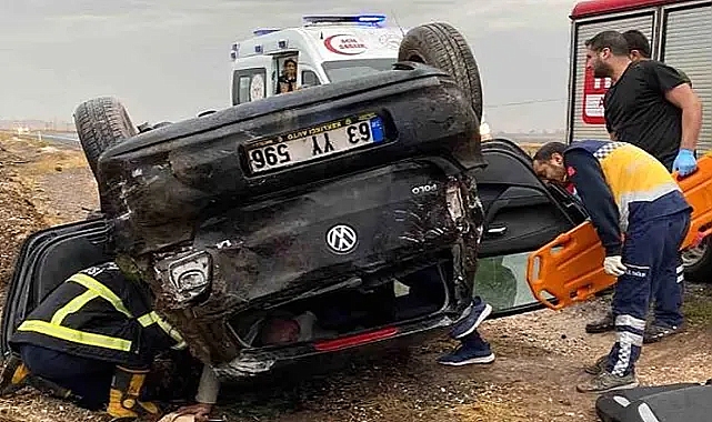 Urfa'da kontrolden çıkan otomobil takla attı