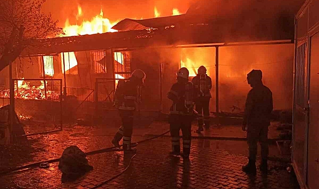 Evde çıkan yangın geceyi aydınlattı
