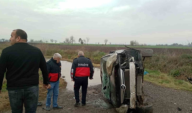 Otomobil yan yattı: 1 kişi yaralandı