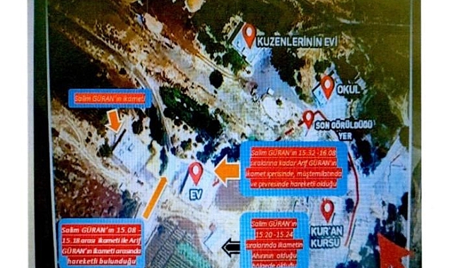 Narin Güran cinayetinde tutuklu sanıkların HTS kayıtlarına ilişkin bilirkişi raporu krokilerle birlikte dava dosyasında