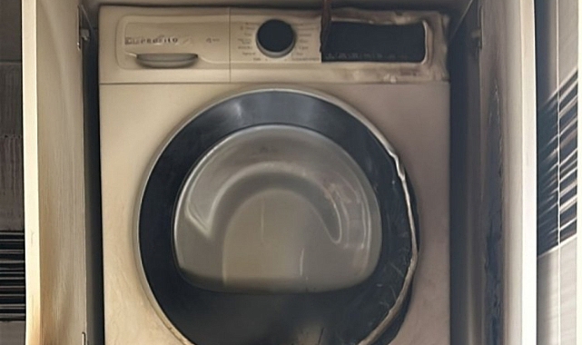 Kıyafet kurutma makinesi patladı, facianın eşiğinden dönüldü