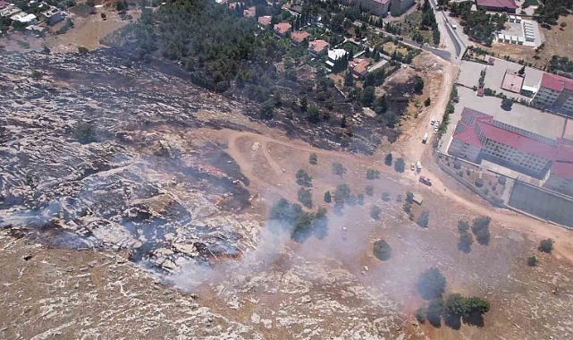 Örtü yangınında meyve ağaçları zarar gördü