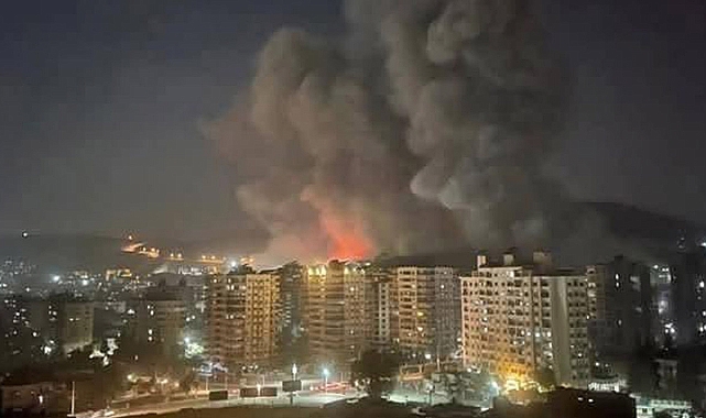 Yaşanan patlamalar ve yükselen alevler Mardin’den görüntülendi