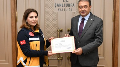 Vali Şıldak’tan Tankuş’a teşekkür belgesi
