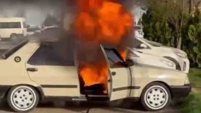 Hastane bahçesinde yangın