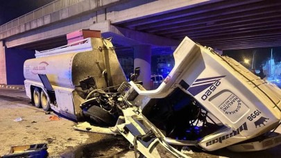 Fren arızası meydana gelen arazöz dehşeti yaşattı