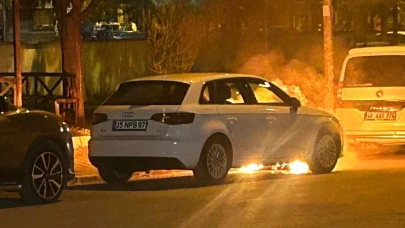 Park halindeki lüks otomobilde yangın