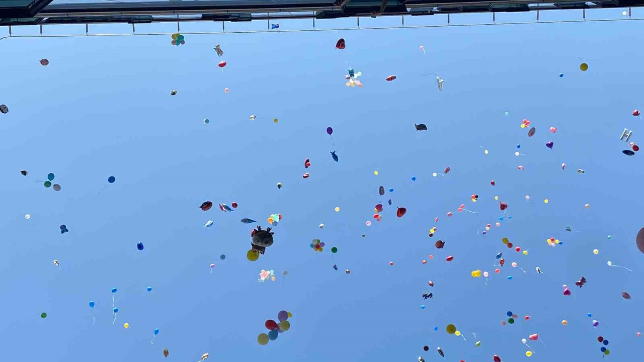 Binlerce balon 6 yaşındaki Erhan ve arkadaşları için uçuruldu