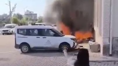 Kurum bahçesinde çıkan yangın paniğe neden oldu