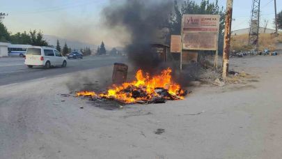 Alev alan kuru otlar söndürüldü