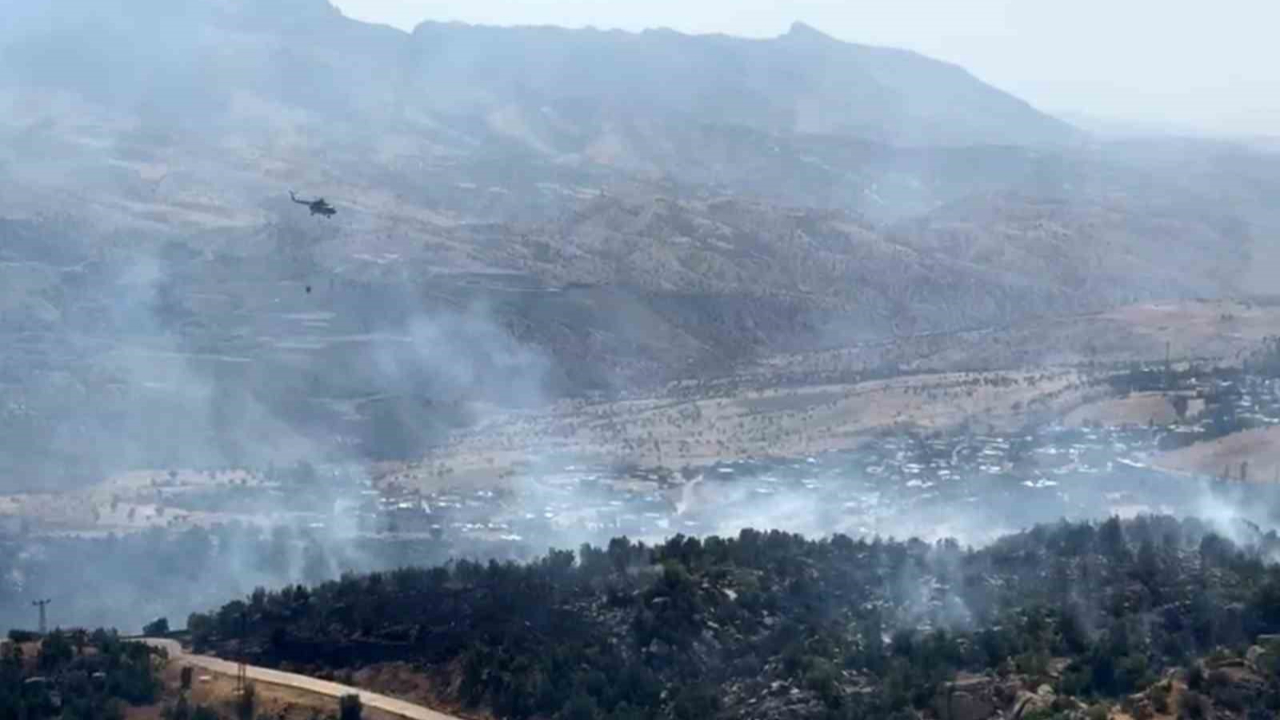 Örtü yangınına havadan ve karadan müdahale