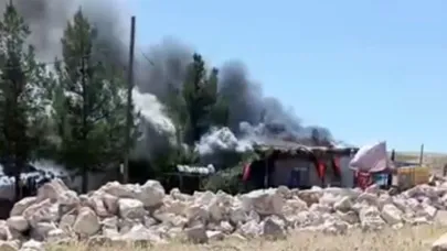 Köy evinde yangın çıktı