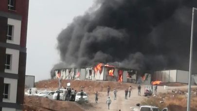 İnşaat işçilerinin kaldığı konteynerde yangın