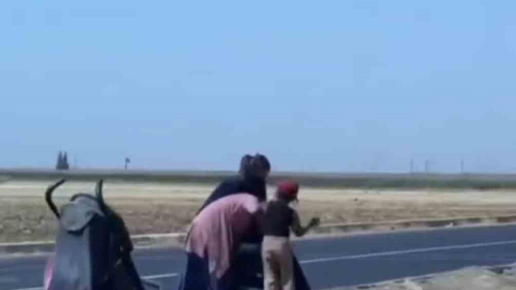Dilenci kadınlar yol ortasında kavga etti
