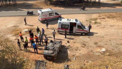 5 metreden şarampole uçan otomobilin sürücüsü yaralandı