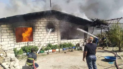 Müstakil ev alevlere teslim oldu