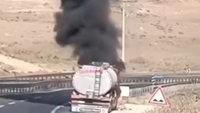 Seyir halindeki akaryakıt kamyonu alevlere teslim oldu