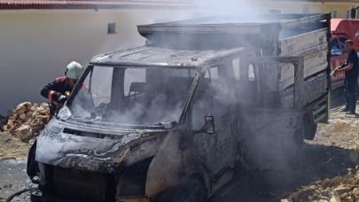 Şantiyede araç yangını