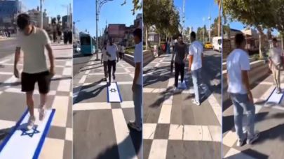 Şanlıurfalılar işgalci İsrail'in bayrağını çiğnedi (VİDEO)