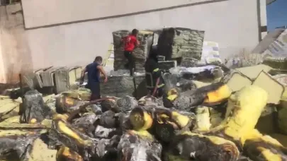 Yalıtım malzemelerinin olduğu depoda yangın
