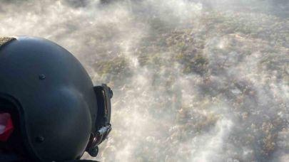 Aynı bölgede tekrar çıkan orman yangınına helikopterle müdahale edildi