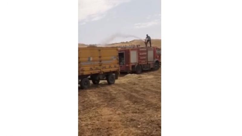 Çiftçinin bir yıllık emeği kül olmaktan kurtarıldı