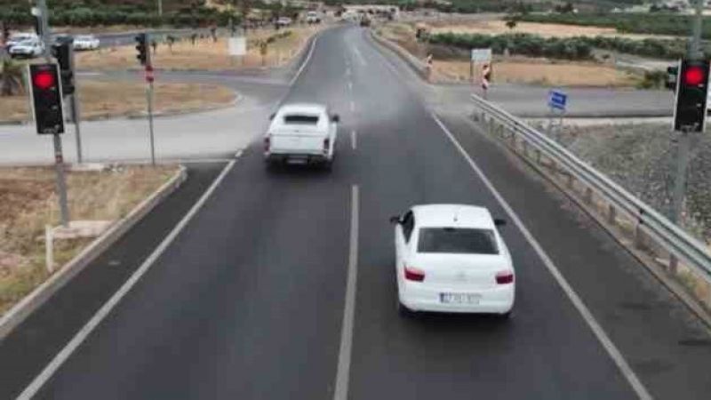 Havadan trafik denetiminde şaşırtan görüntü