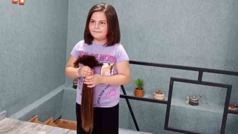 7 yaşındaki Bengü, lösemi hastaları için saçlarını bağışladı