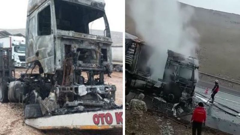 Seyir haldeki TIR alevlere teslim oldu