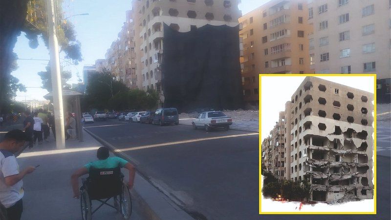 Binanın hazin görüntüsü haftalar sonra brandayla kapatıldı