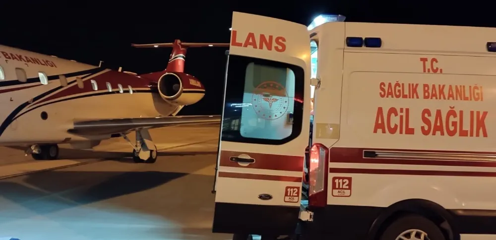 Trafik kazası sonrası tedavi gören hasta için ambulans uçak havalandı