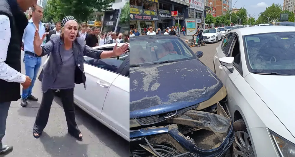 Kazaya karışan kadın ’trafik dersi’ verdi