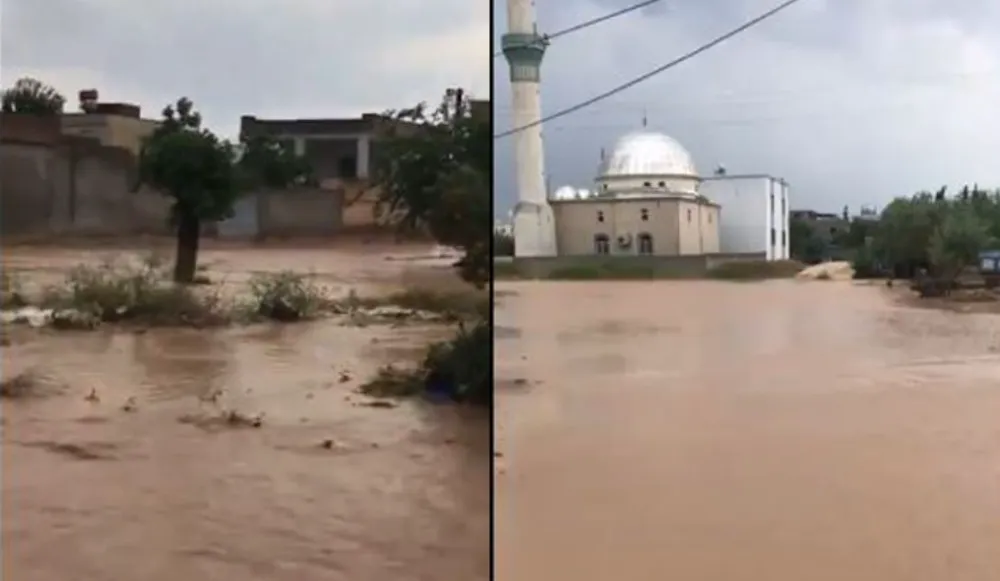 Urfa'da yağmur sonrası evler su altında kaldı