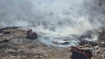 Eski çöplük alanında çıkan yangın söndürüldü