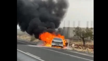 Şanlıurfa'da bir otomobil alevlere teslim oldu