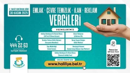 Haliliye Belediyesinden duyuru: 2. taksit ödemelerinde son gün 30 Kasım
