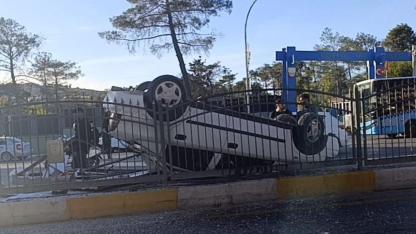 Haliliye’de kontrolden çıkan araç takla attı