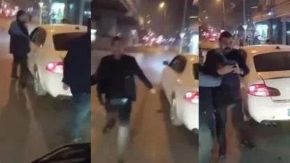 Şanlıurfa'da bir maganda otobüsün yolunu kesti, camları yumrukladı