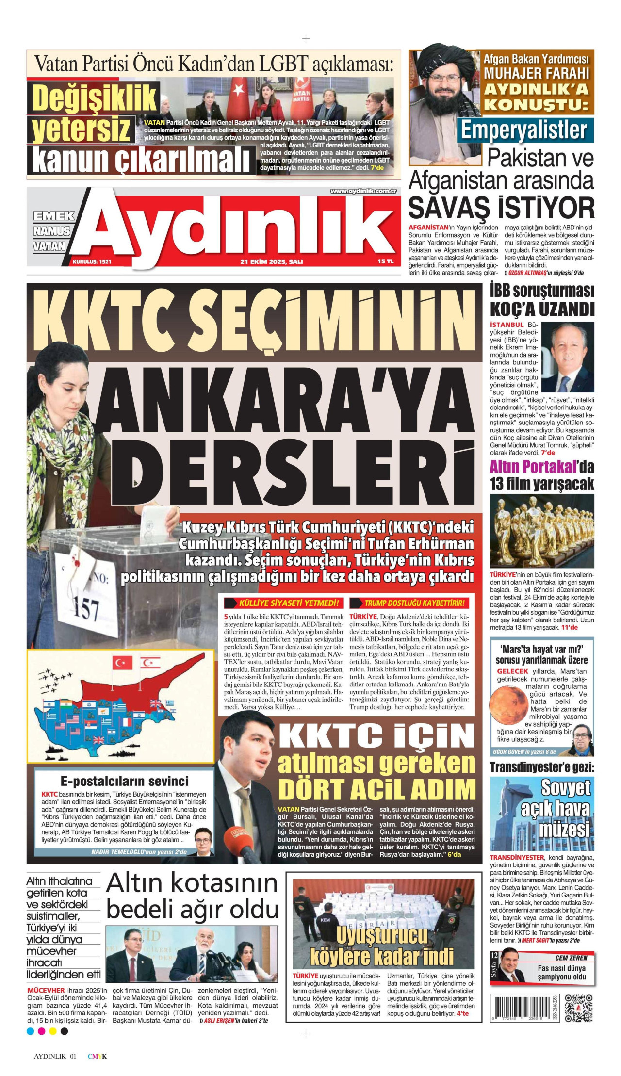 AYDINLIK GAZETESİ Gazete Manşeti