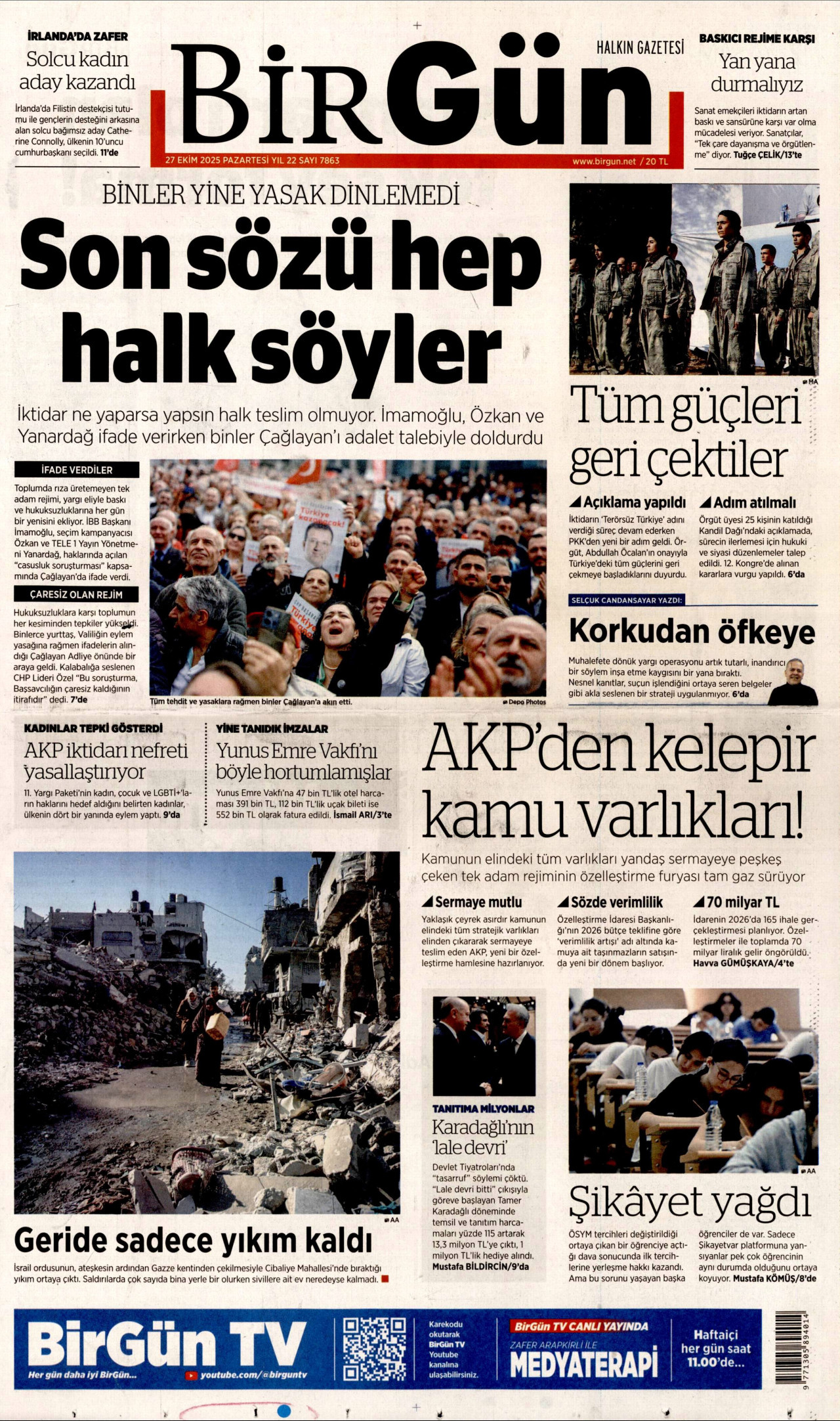 BİRGÜN Gazete Manşeti