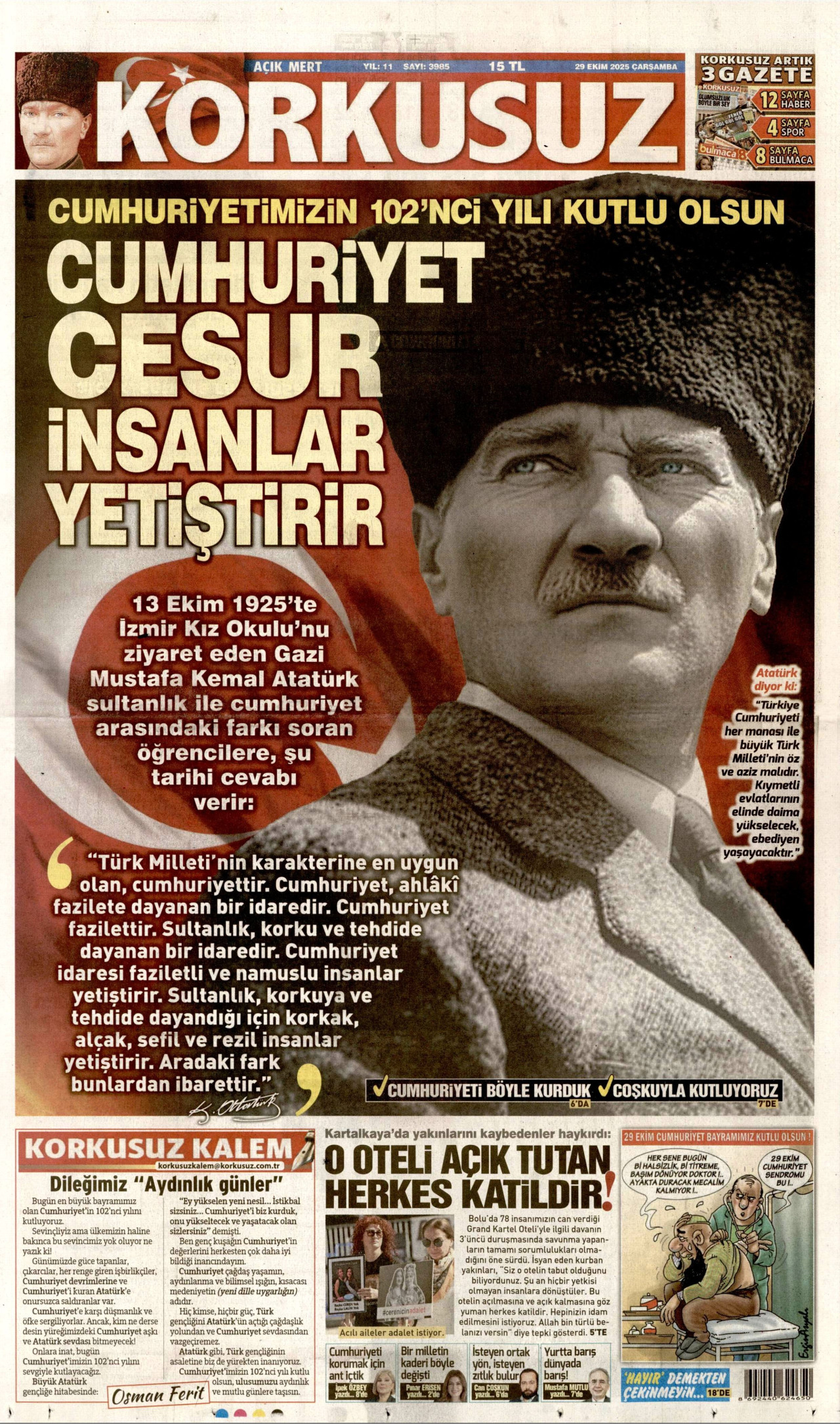 KORKUSUZ Gazete Manşeti